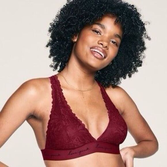 Victoria’s Secret PINK Lace Strappy Back Halterneck Bralette - Picture 1 of 6